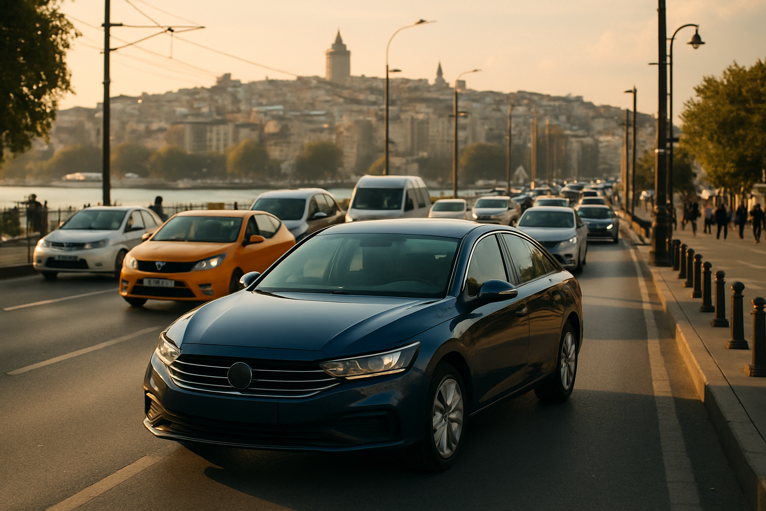A busy Istanbul street with traffic