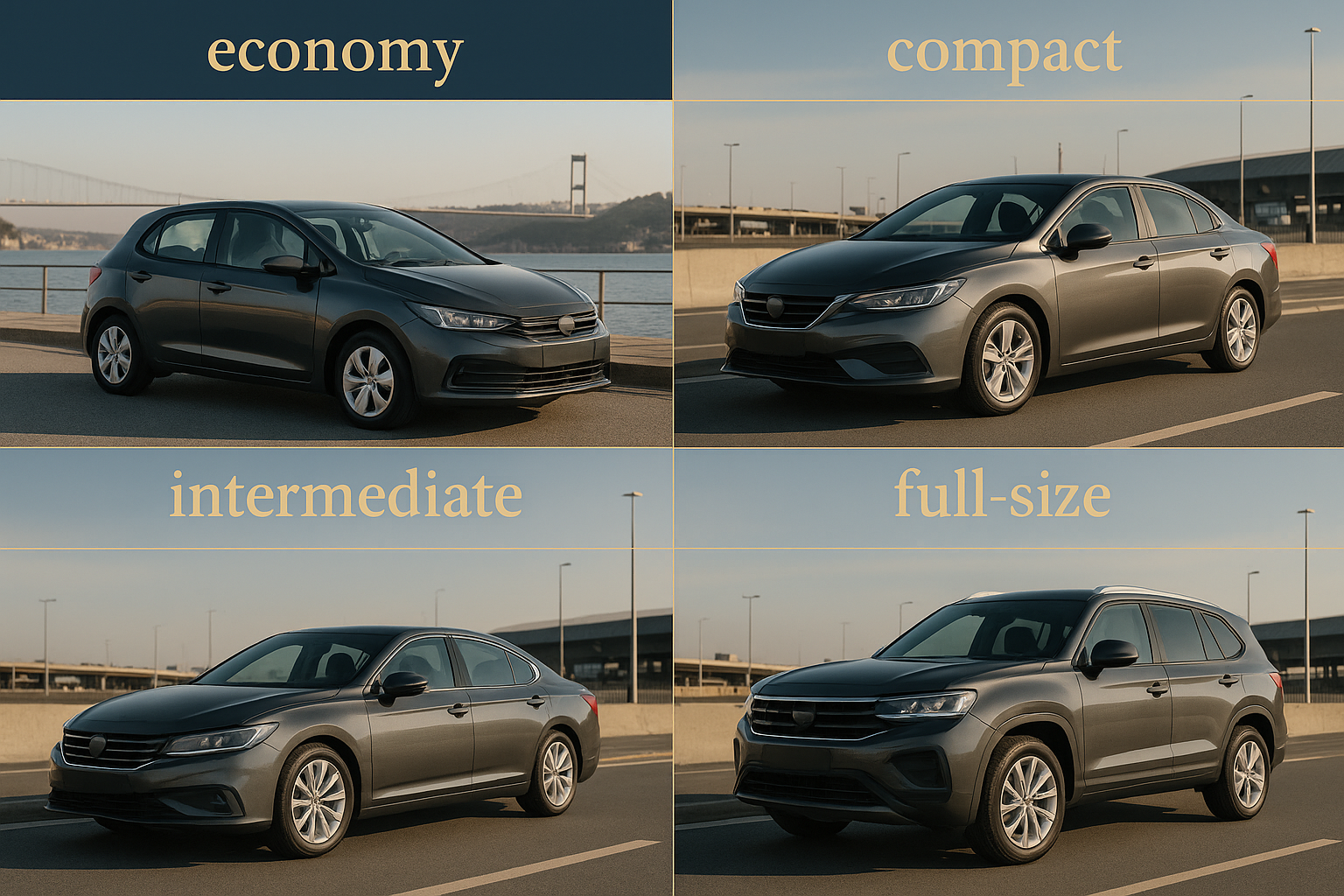 An infographic showing different car classes available for rent.